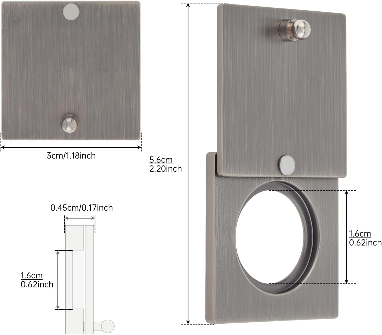 Peephole Cover, Solid Brass Square Peep Hole Cover for 5/8 inch Diameter Door Viewer, Door Eye Hole Cover with Double-Sided Self-Adhesive Tape (1, Antique Bronze)