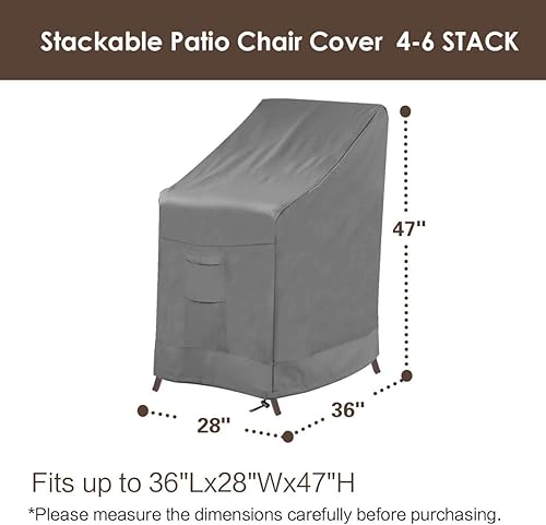 Miniatura 2 de Vailge Funda apilable para silla de patio, 100% impermeable, funda para silla de exterior, fundas de muebles de patio de alta resistencia, se adapta