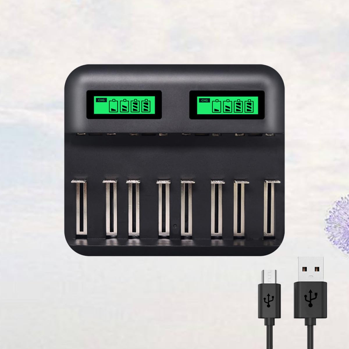 Veemoon 8 Cargador batería Snap n Charge Carga rápida Cargador Pilas AA/AAA/C/D Cargador múltiple Cargadores USB Cargador USB Cargador baterias Recargable, HHKHXYC26C7W44997F314CG1G | Plástico, Protección contra Sobrevoltaje, Opciones de Carga Múltiple, 8