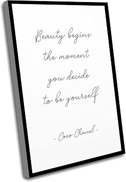 Male Bedroom Decor,Teenage Girl Room Decor,Home Office Wall Decor,Beauty Begins the Moment You Decide to Be Yourself,Minimalist,Wall Art,Gifts for Him,Minimalist Framed,16x24 Inch Framed Wall Art
