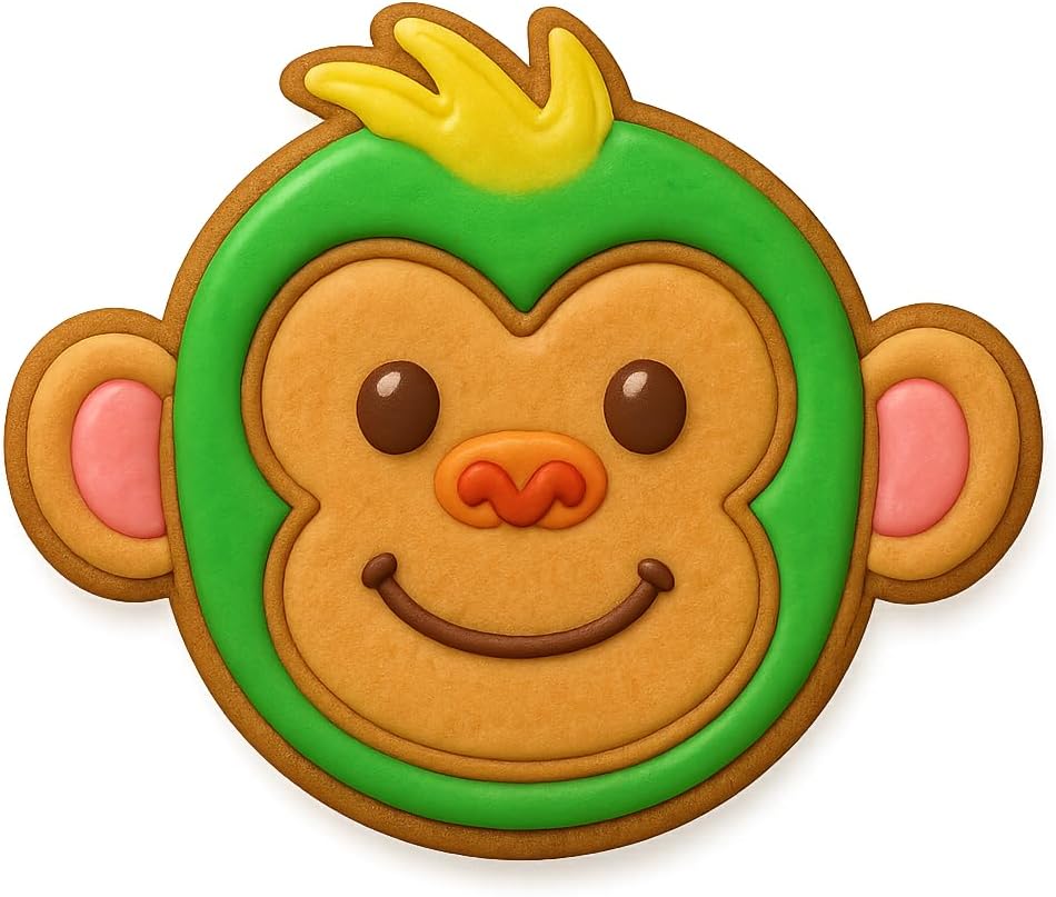 Mighty Gadget Cute Monkey Face Cookie Cutter & Stamp - 4x3.21", Adorable Animal Baking Tool for everyone and Jungle Parties (Random Color) image 4