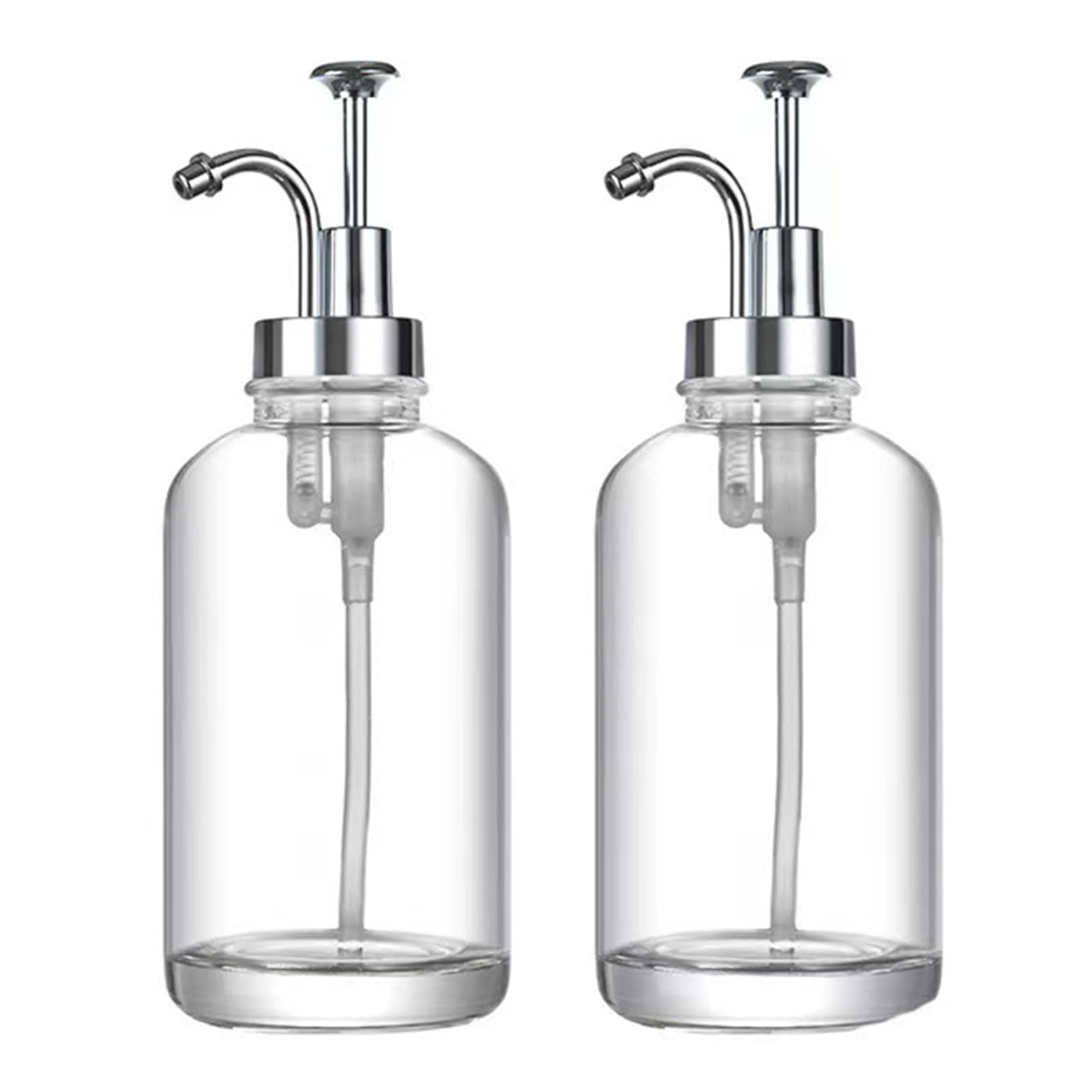 Dispenser per sciroppo di caffè Domestico, Facile da Pulire, flacone con Pompa in Vetro Trasparente da 2 Pezzi da 17 Once, per Shampoo da Bar, Hotel d'Argento