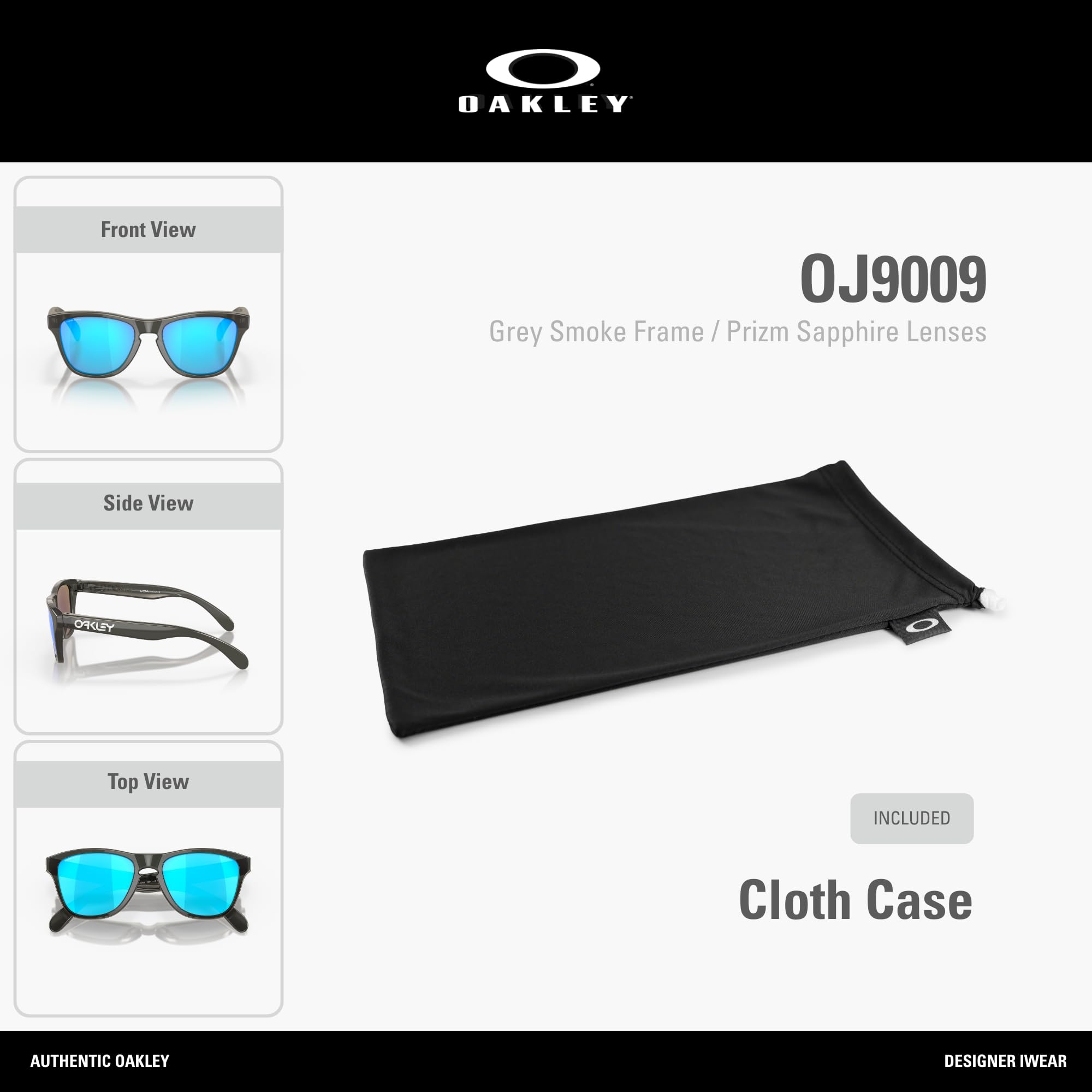 Oakley Junior Frogskins XXS OJ9009 kwadratowe okulary przeciwsłoneczne dla chłopców i dziewczynek, Szary dymny/Prizm Sapphire, Small