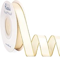 Vista 18 de Ribbli - Cinta de satén verde picea con borde dorado, satén de doble cara de 3/8 pulgadas x 50 yardas continuas, cinta verde para manualidades