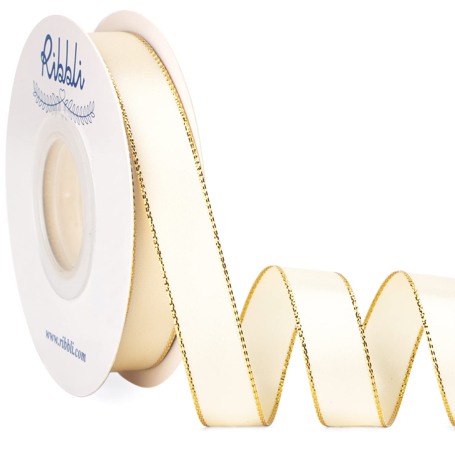 Gold Satin Ribbon, 3/8 Inches x 25 Yards Fabric