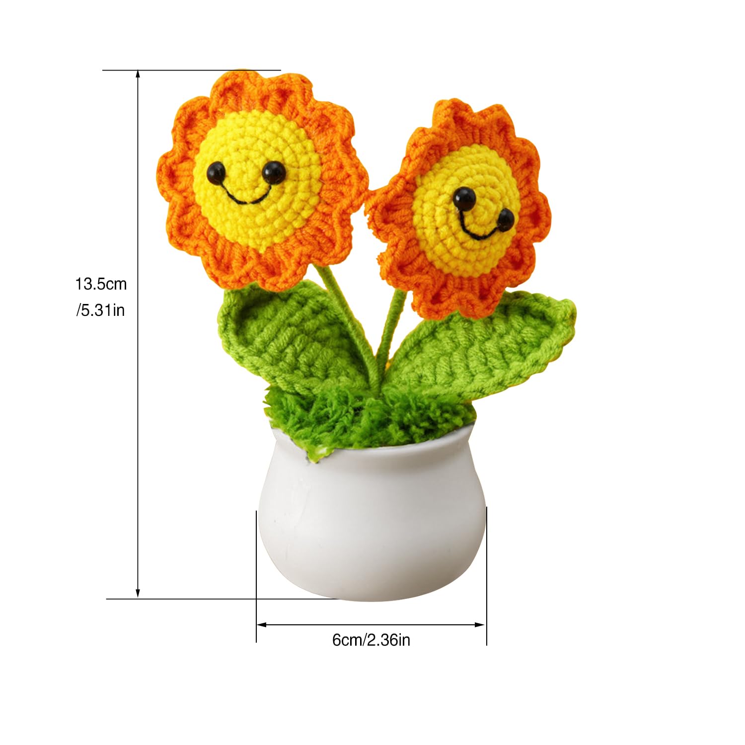Vikrami lighting Smile Sunflower Gifts for Women,Emotional Support Gift,Sunflower Artificial Flowers Gift,Mini Handmade Crochet Sunflower Potted for Birthdays And Graduation Season - Image 4