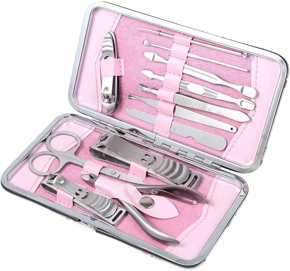 ROHANS 12 Pc Nail Clippers Manicure Set Grooming Kit for Thick Nails