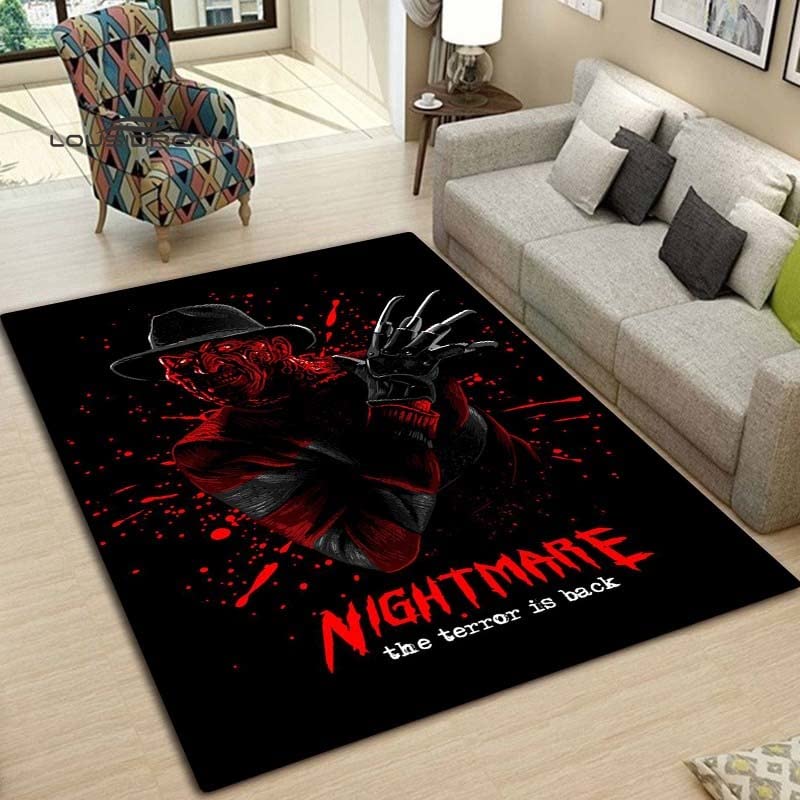 BGAFAG Película De Terror Alfombras De Personajes para El Hogar Sala De Estar Dormitorio Entrada Alfombras De Área Grande Decoración Suave De Halloween E7731 120X180Cm