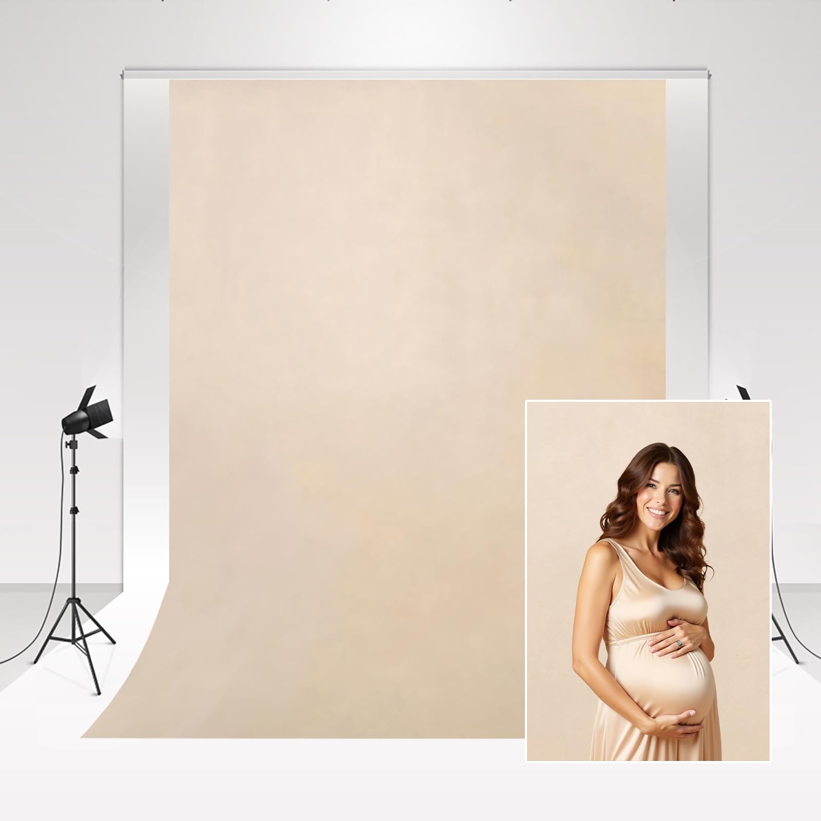 Kate Photo Studio Toile de Fond Beige 2x3m/6.5x10ft Rétro Photographie Toile deFond Mariage Photo Fond Simplicité Maison Photographie Photomaton Toile de Fond Portrait Marron Clair