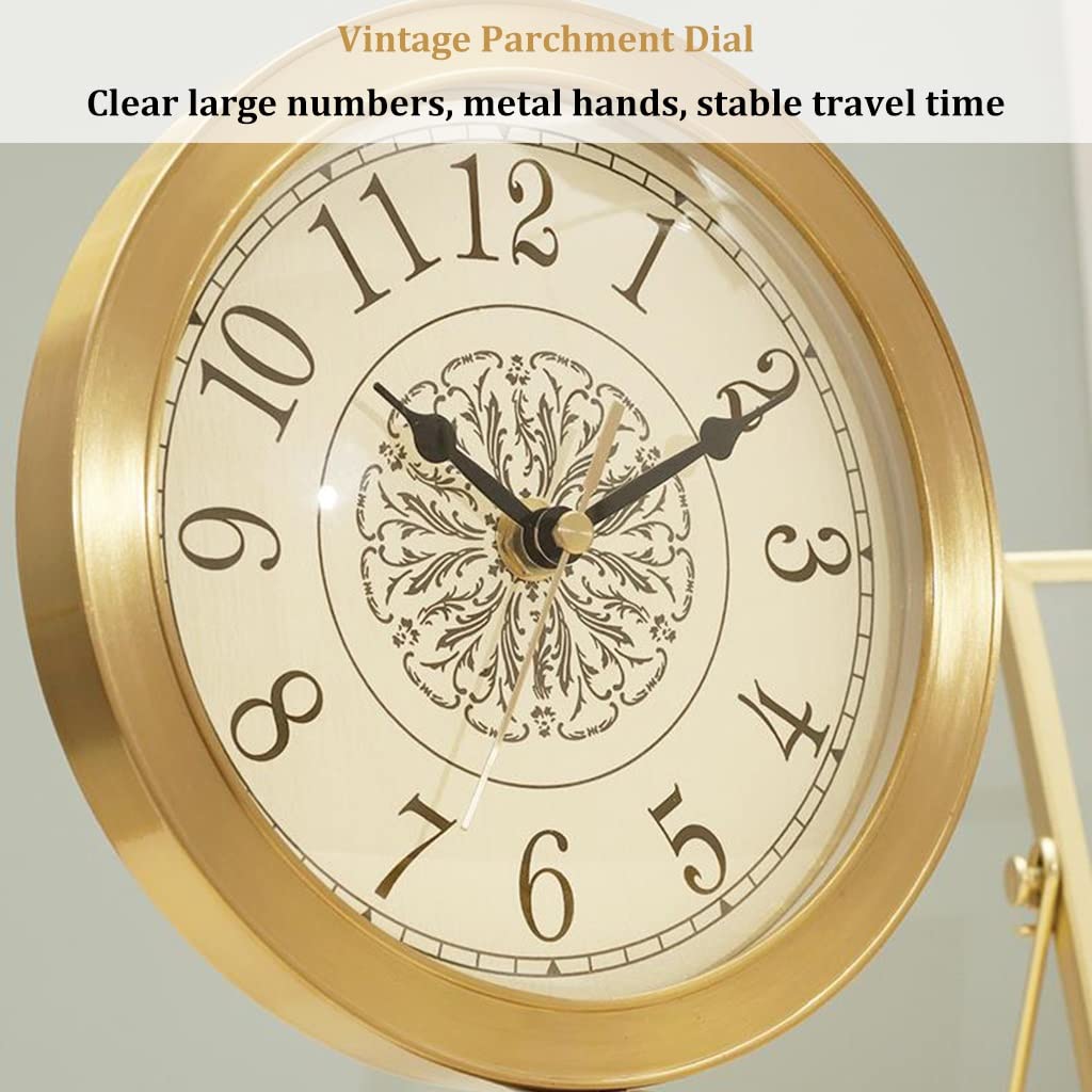 Orologio da tavolo in rame puro stile retrò, silenzioso, senza ticchettio, per mensola, camera da letto, cucina, piano di lavoro, orologio decorativo,