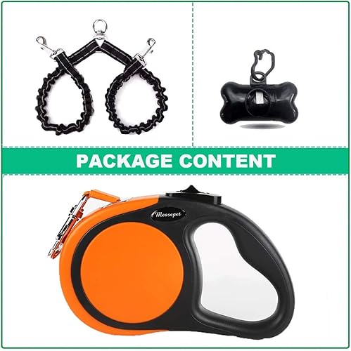 Miniatura 9 de Correa retráctil doble para perros grandes (hasta 110 libras cada uno), correa extensible de doble cabeza de 16 pies para mascotas con bolsas para