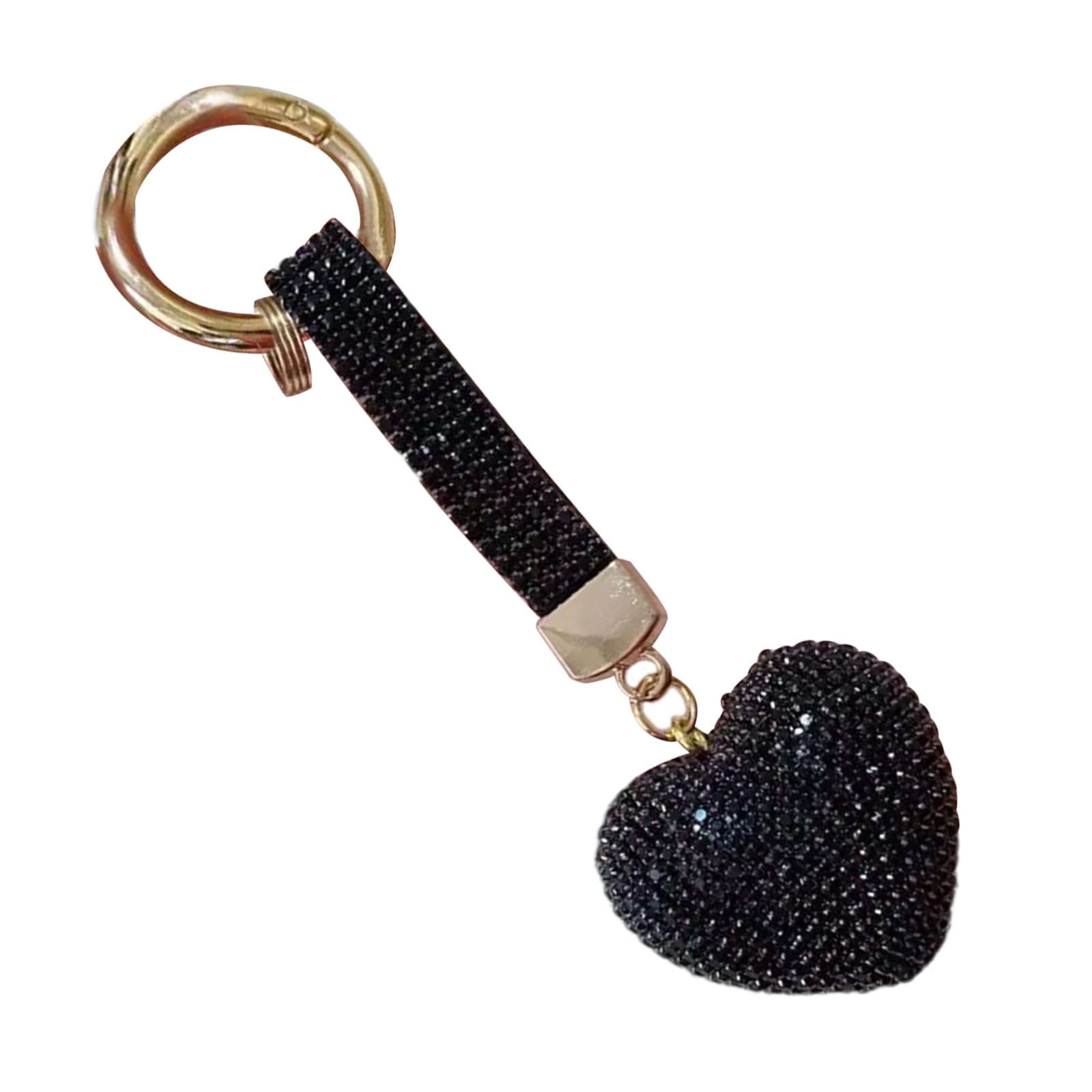 SANGXIU Fashion Rhinestone Heart Keychain Pendant Lovely Hanging Decorations Keyring Charm for Purse Bag Backpack Handbag, Black