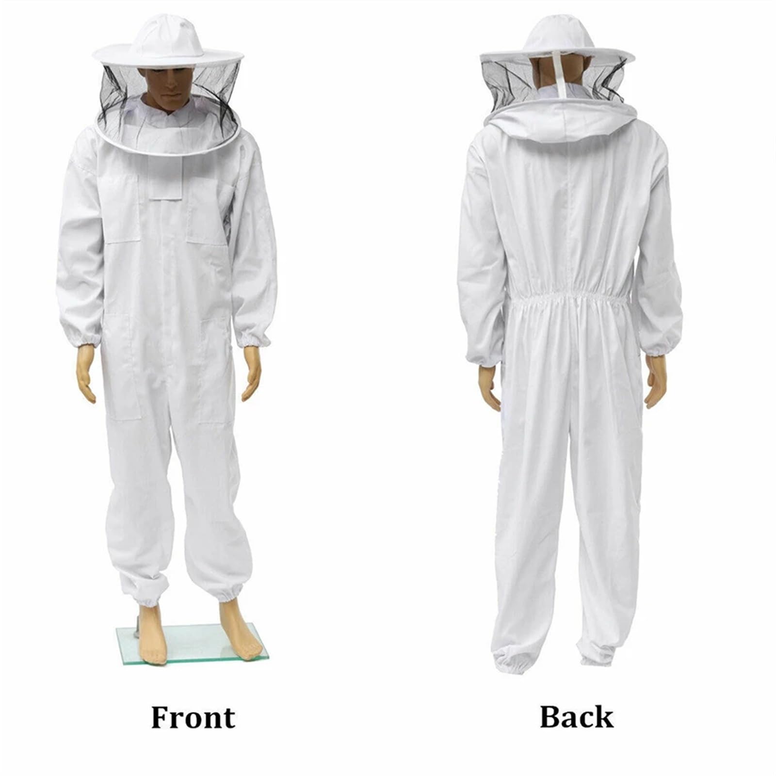 Ropa De Apicultura Traje de seguridad for principiantes con velo, ropa protectora, traje apicultura, sombrero, apicultor profesional, cuerpo completo, antiabejas for el hogar(WHITE,L)