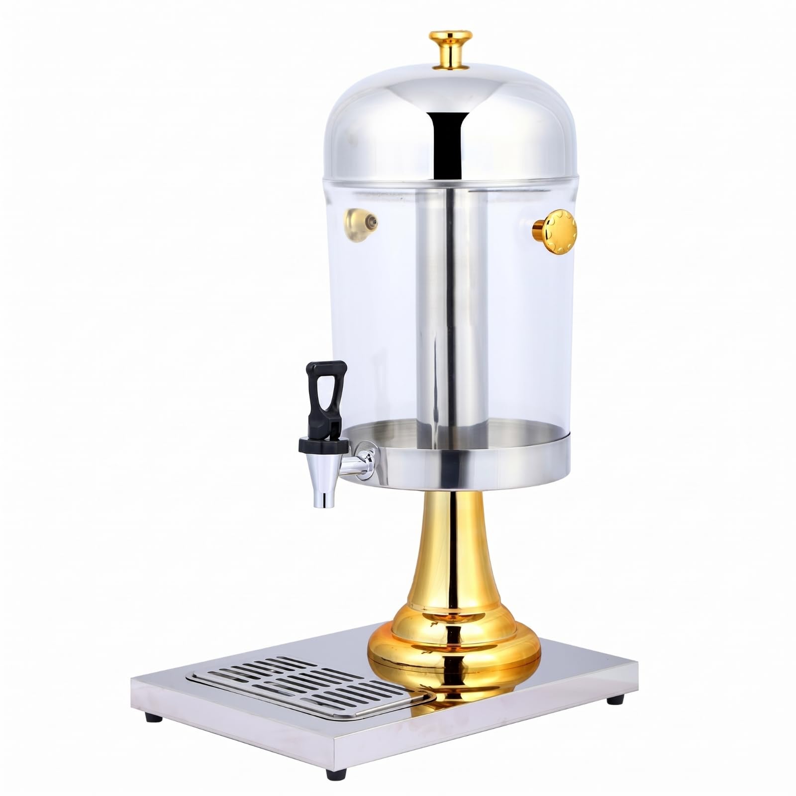 predolo Dispensador Bebidas 8 L Transparente Jarra Dispensadora con Grifo Cilíndrico, Array, Dorado, Cabeza Única 8L
