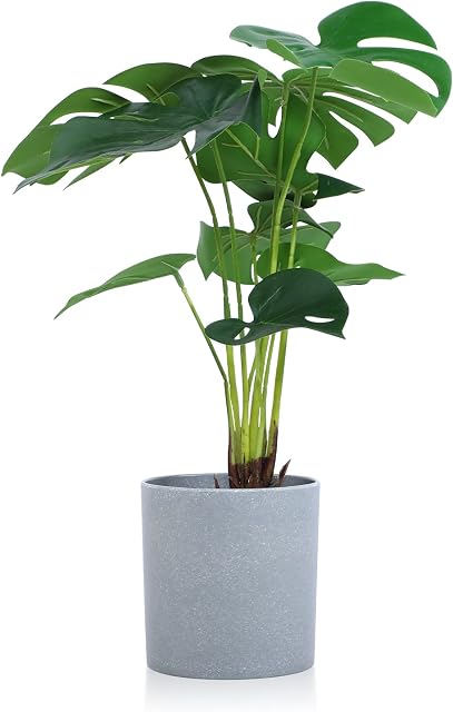 Meneco Small Fake Plant Potted - Faux Plant Indoor Plant Artificial Potted Plant Decor for Home and Office (40cm, Monstera Leaf)