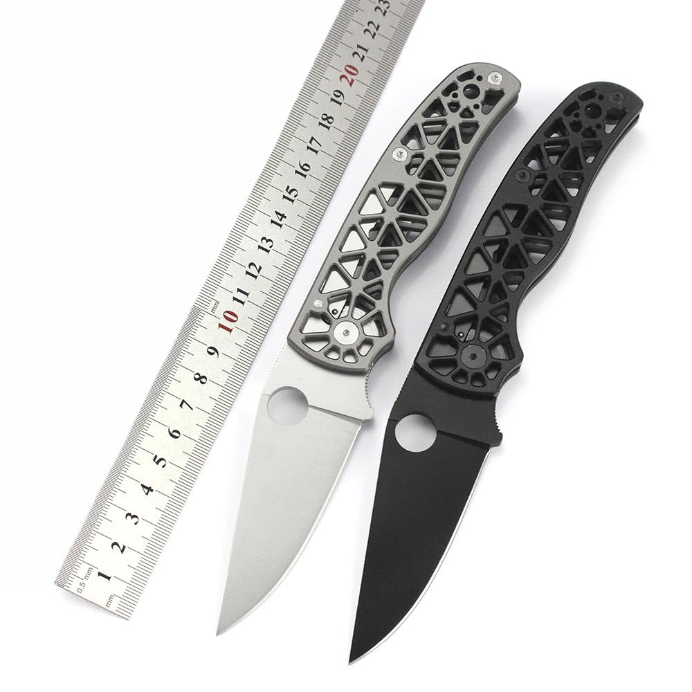 Klappmesser 8.23" Taschenmesser Hohl aus Alu Schwarz Edelstahl S30V & Kugellager, Scharfe stahl loch klinge messer, Kleine Outdoor Messer Survival Edc Jagdmesser einhandmesser, Tragbare camping messer