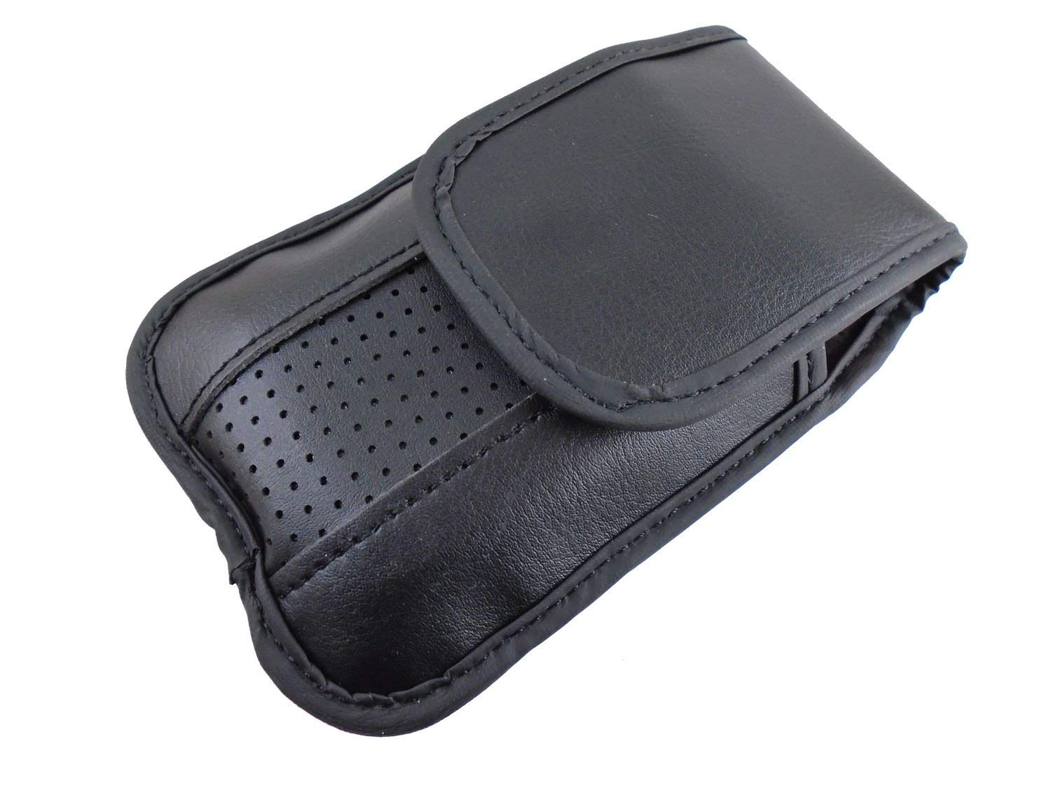 Black Leather Case with Rotating Pinch Clip and Magnetic Closure fits LG Exalt LTE vn220 and Exalt 2 flip Phones