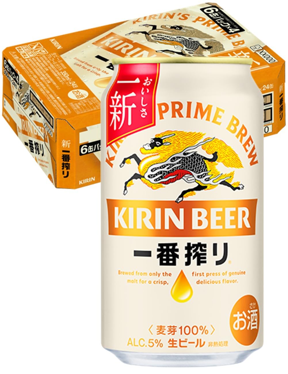 KIRIN'S PRIME BREW 一番搾り 6缶パック×4　2ケース Amazon.co.jp: 一番搾り キリン ビール 350ml 24本[6缶×4] 生ビール