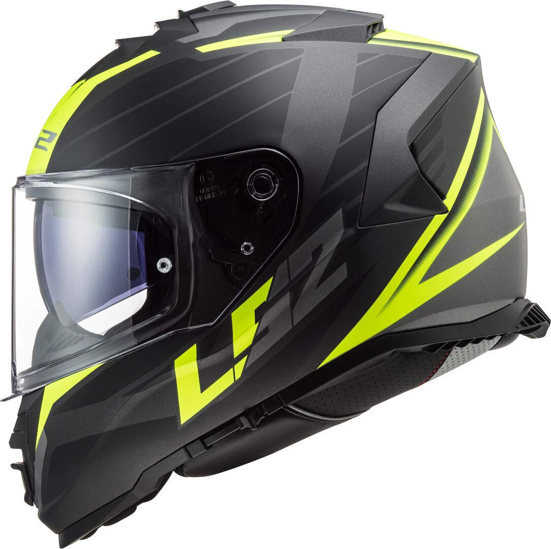 LS2, Integralny kask motocyklowy STORM II NERVE M, czarny, H-V, żółty, XXL