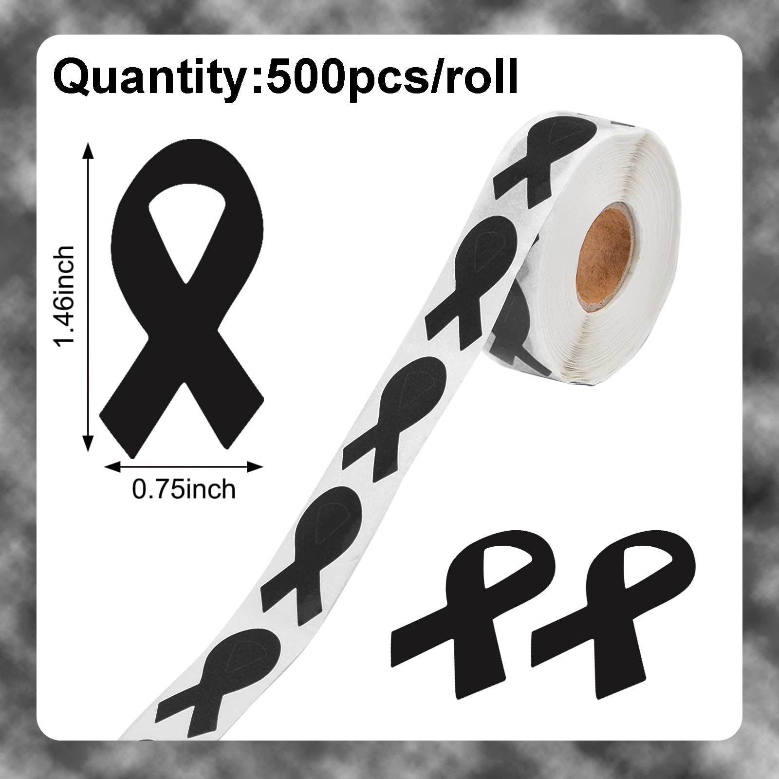 Snapklik.com : Black Ribbon Sticker, 500 Pcs Awareness Stickers Labels ...