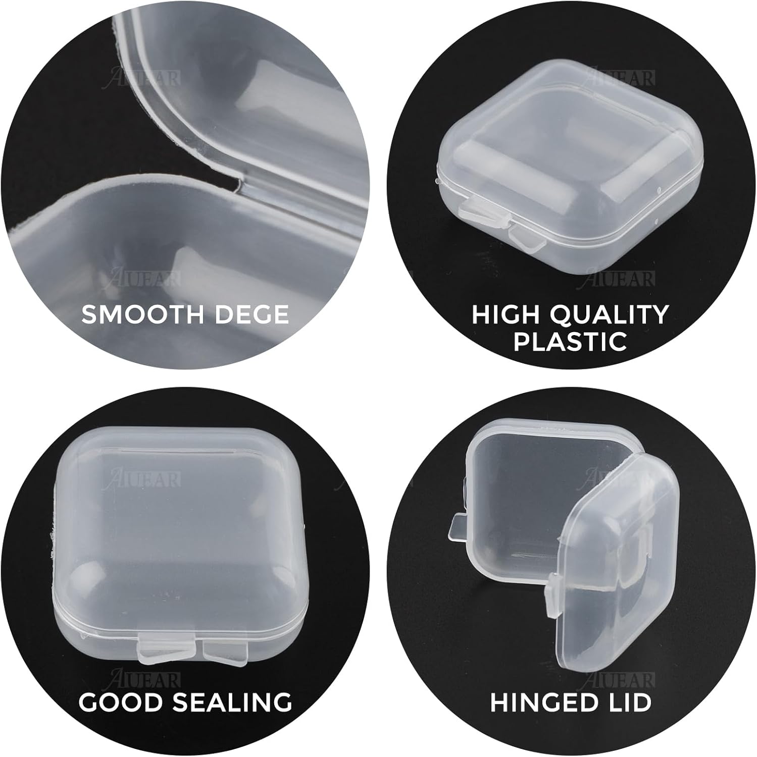 AUEAR, 40 Pack Mini Square Storage Containers Box with Hinged Lid Clear Earplugs Plastic Transparent for Tiny Bead Jewelry - Image 8