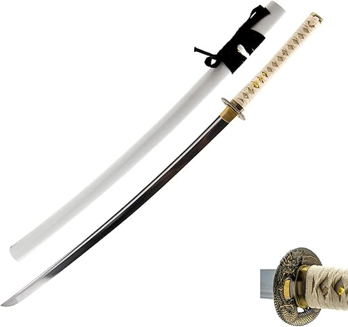 Espada katana samurai lista para el combate Handmade Sword, tsuba, completamente forjada a mano de acero de carbono 1045, templada al calor, de hoja