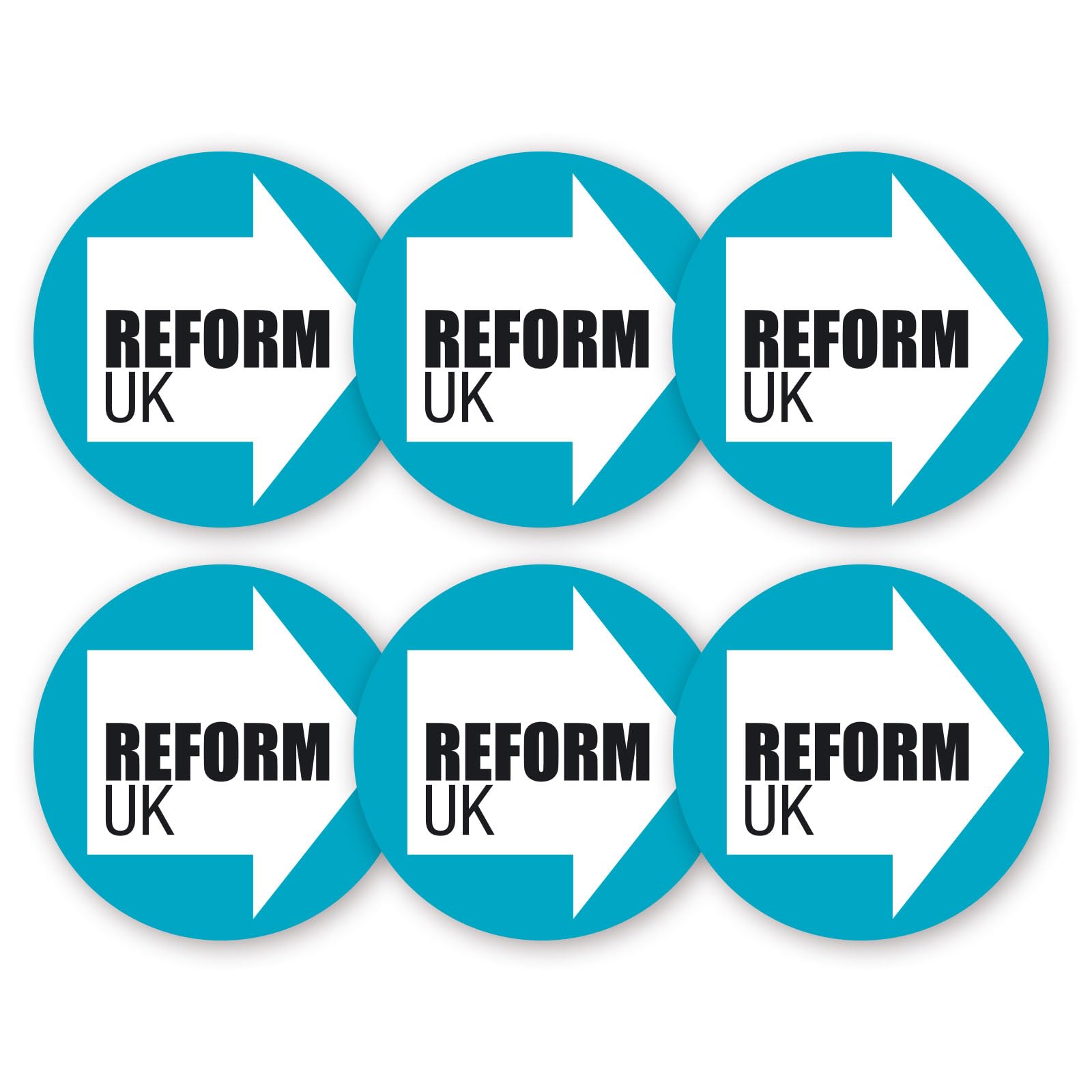 Zimplicity Blue Reform Stickers - Self Adhesive Vinyl - Pack Of 6-90Mm X 90Mm - Political Party Elections Brexit Make Britain Great Again Car Van Bike