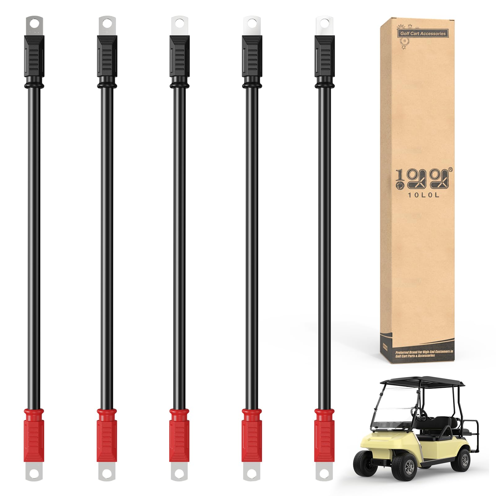 Photo 1 of [4PCS] 10L0L Golf Cart Heavy Duty Battery Cables Wiring Kit 4 Gauge Fits Club Car DS Precedent Tempo Onward 36V or 48V, 14 Inch, 5-Pack