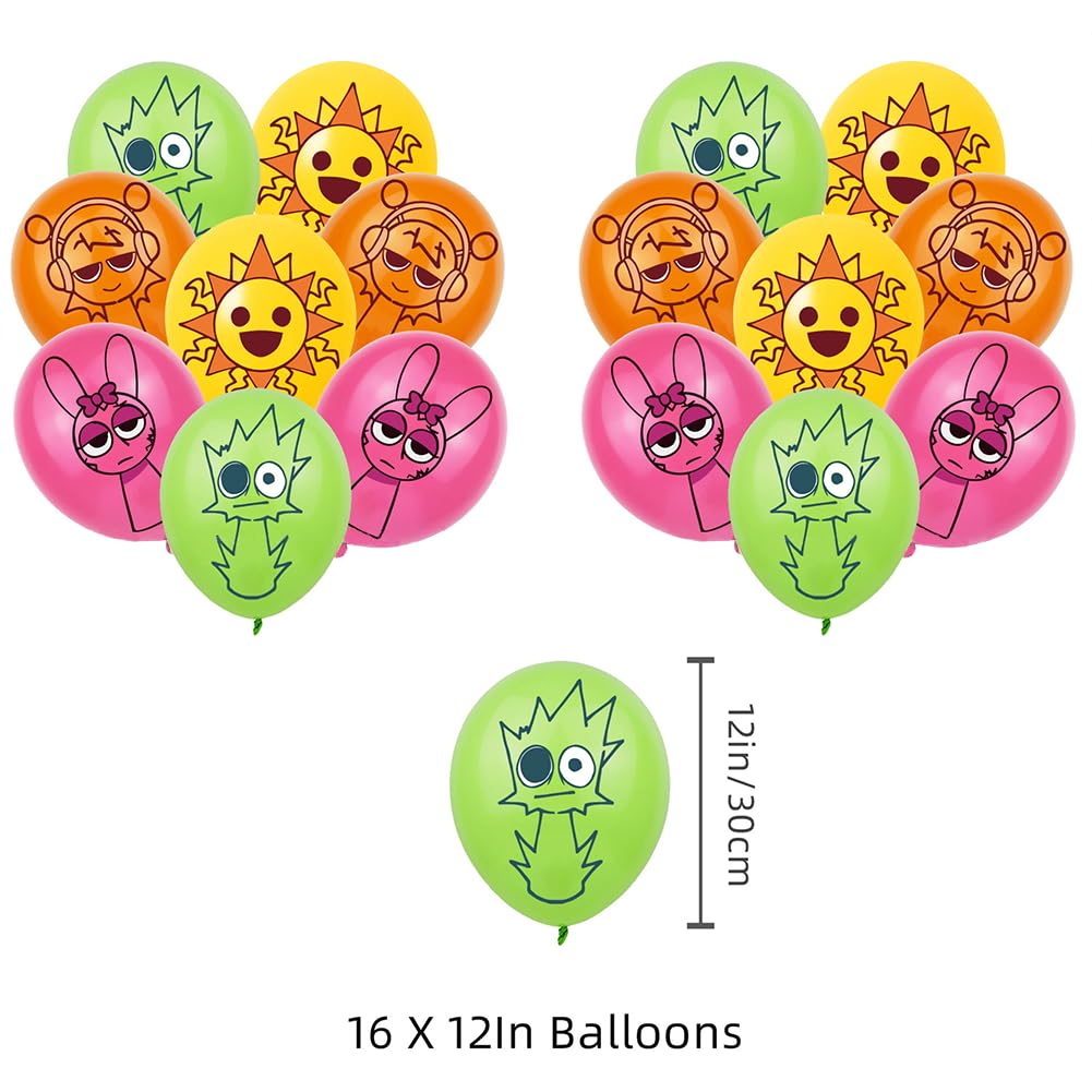 Set Decorazioni Compleanno Sprunki | 12 Topper Torta, 16 Palloncini, 15 Striscioni, 6 Spirali - Foto 2