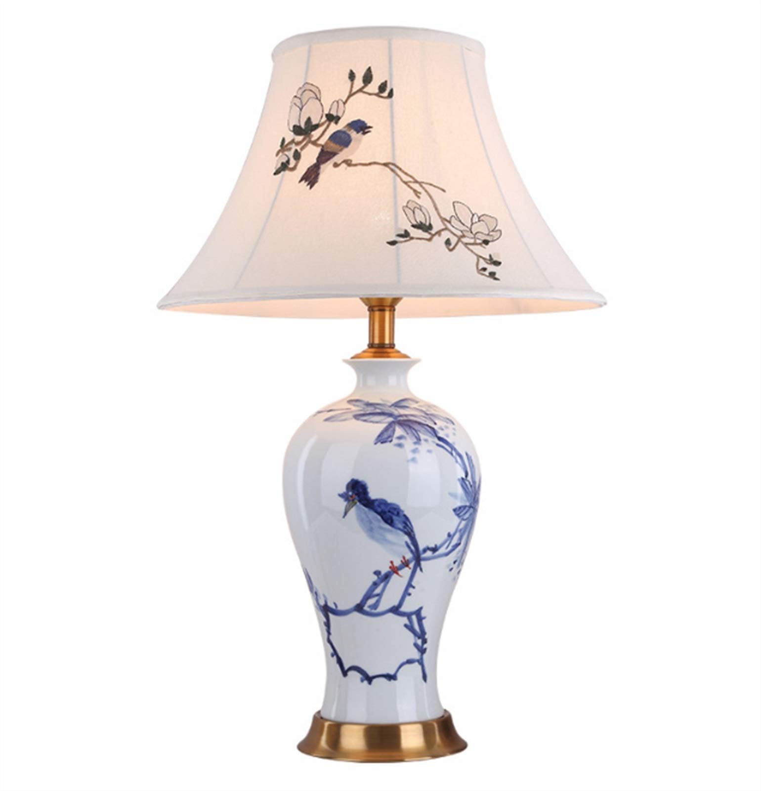 SGKOMN Ceramic Desk Lamp,New Chinese Classical Creative Personality Retro Table Lamp,Bedside Lamp In Living Room,Study And Home Bedroom