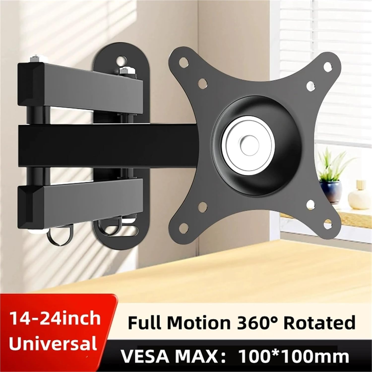 Retractable Universal TV Mounts Wall Mount Bracket Load Up to 15KG for 14 to 37 Inches Monitor TV Stand Expansion Bracket(Black 14-24inch)