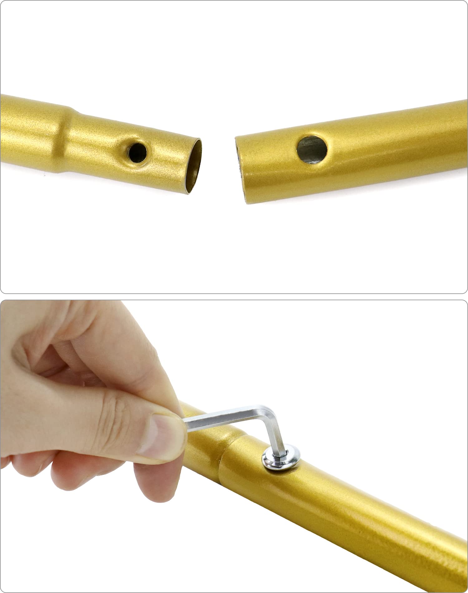 QWORK® Gold Hochzeitsbogen Traubogen - 2.9x2.4m (BxH) - Tragbares Großer Metall-Ballonbogen Hintergrundständer für Hochzeit, Babyparty, Abschlussfeier Dekoration