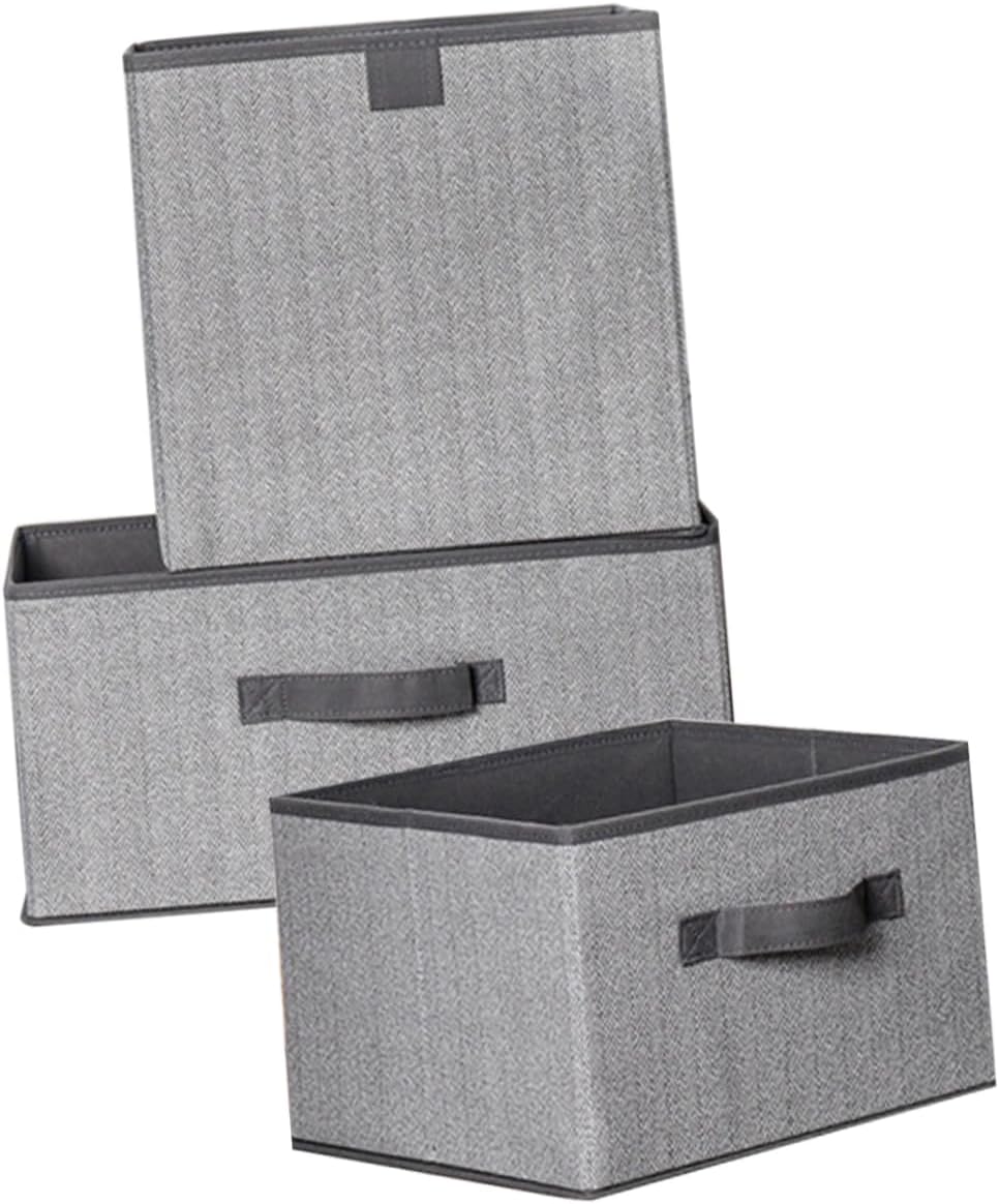3pcs Clothes Storage Containers Stackable Bins Collapsible Closet Organizer Fabric Storage Bins Wardrobe Organization Easy to Move