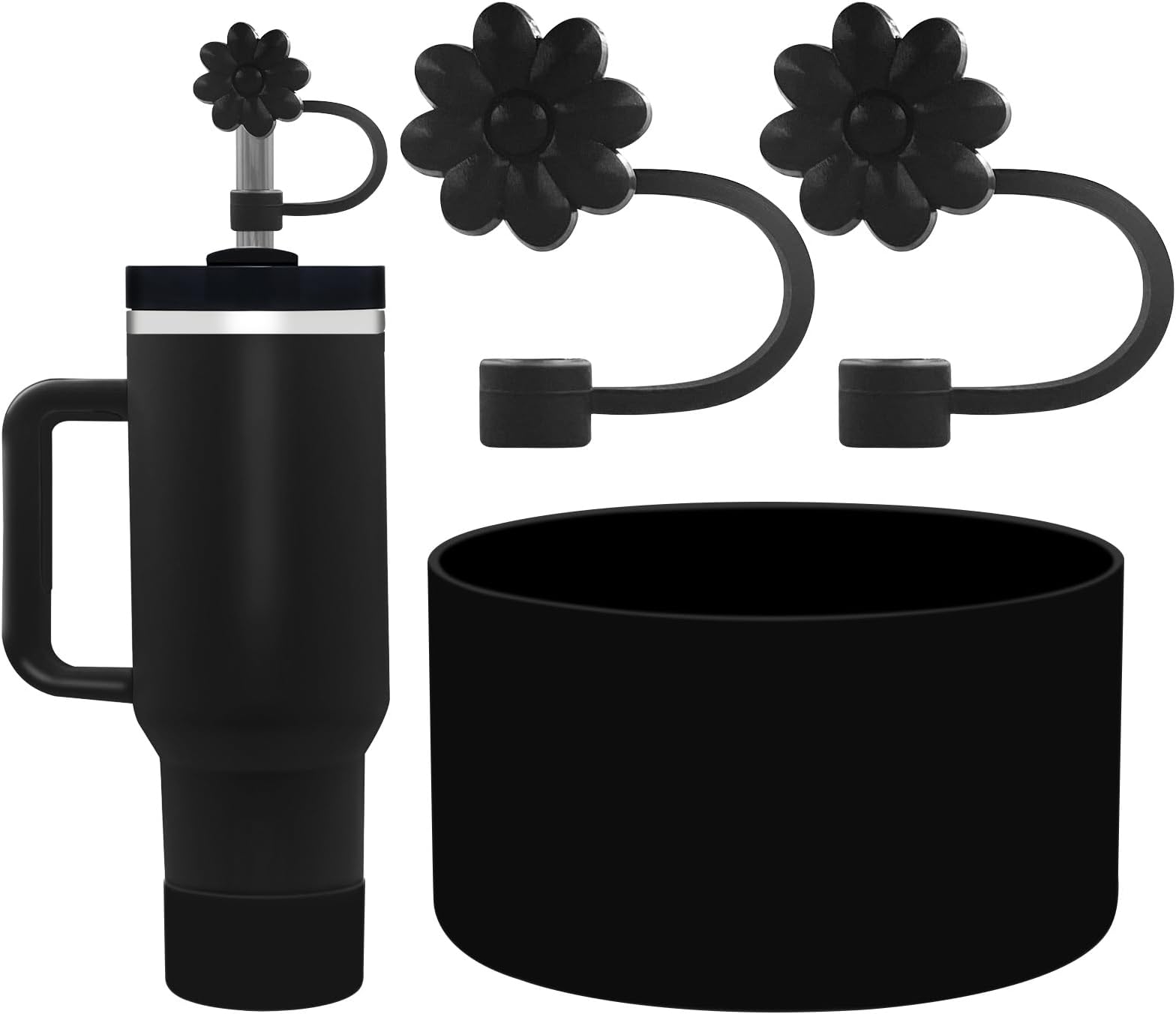 Protective Silicone Boot and Straw Covers for Stanley Quencher H2.0 40 30 20 oz & IceFlow Flip 30 20 oz, BPA Free Anti-Noise Anti-Scratch, Tumbler Protector Sleeve Cover Boot