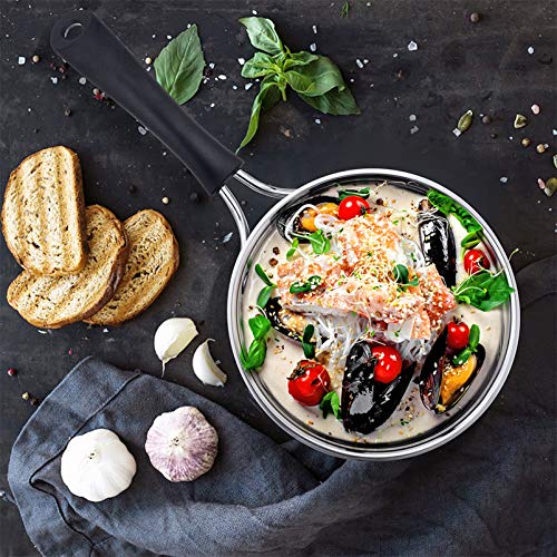 P&P CHEF 1 Quart Saucepan, Stainless Steel Saucepan with Lid, Small Sauce Pan for Home Kitchen Restaurant Cooking, Easy Clean and Dishwasher Safe