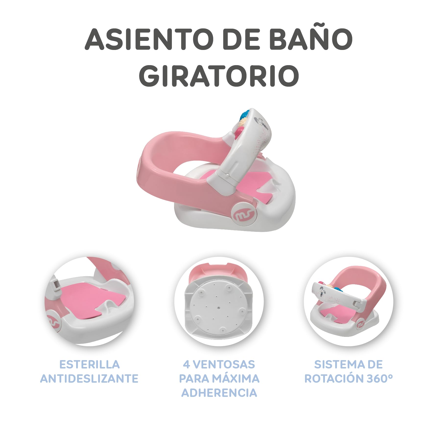 Asiento baño bebé giratorio gris Innovaciones Ms - Infantil Esla