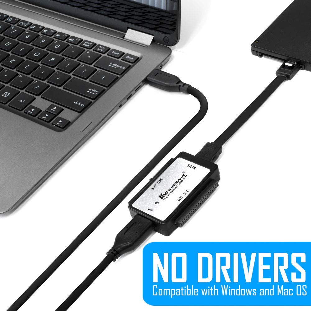 Kingwin Uniwersalny adapter USB 3.0 na SSD/SATA/IDE do 2,5-calowych, 3,5-calowych, 5,25-calowych dysków twardych. Kompatybilny z (SATA I/II/III) HDD, [Hot Swappable], prędkość 5 Gb/s, UASP. Łatwe