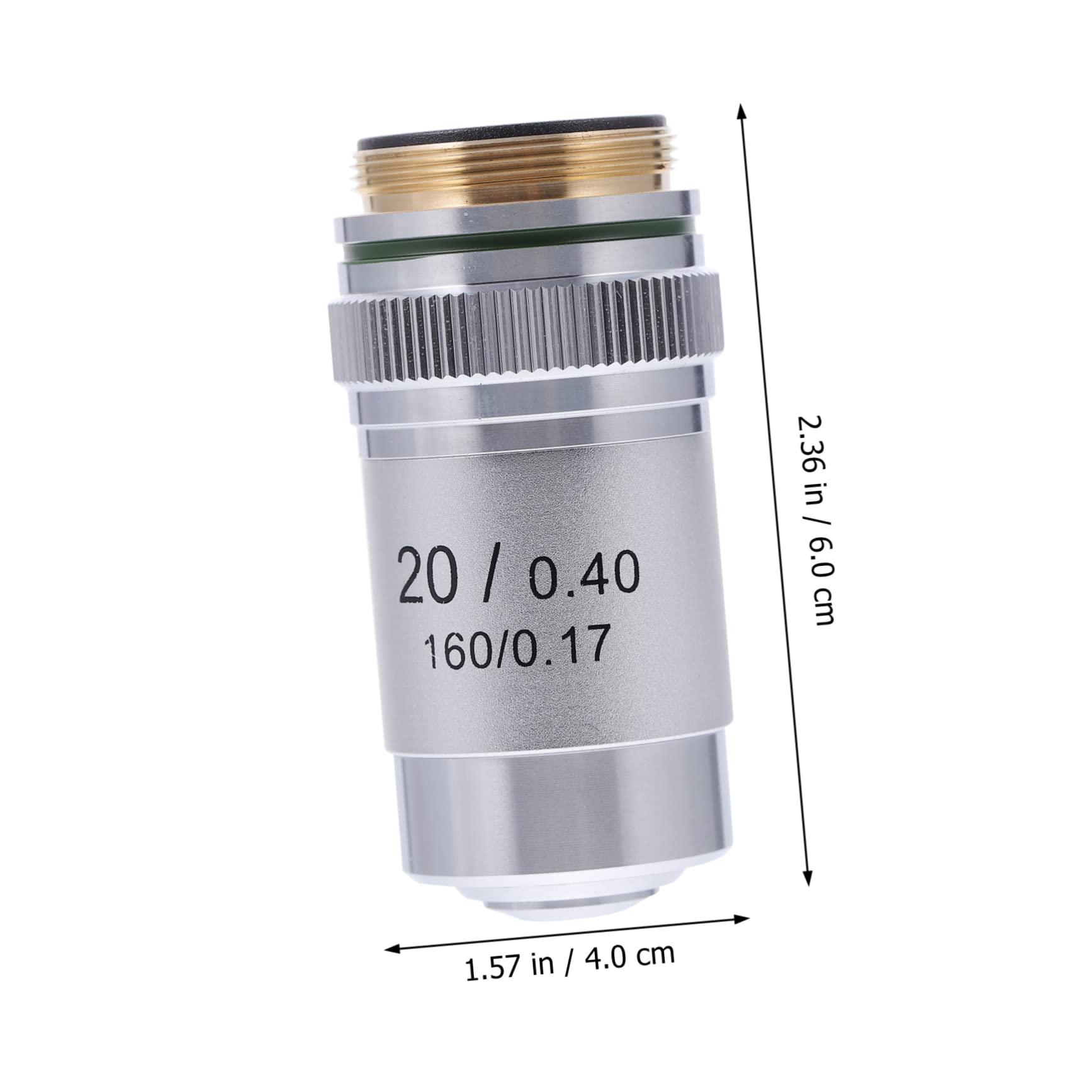 Lente Obiettivo per Microscopio Acromatica 20x in Acciaio | Montaggio 20, 2mm Filetto Standard, Vetro Coprioggetto 0, 17mm, Distanza 0, 55mm Na 0, 4