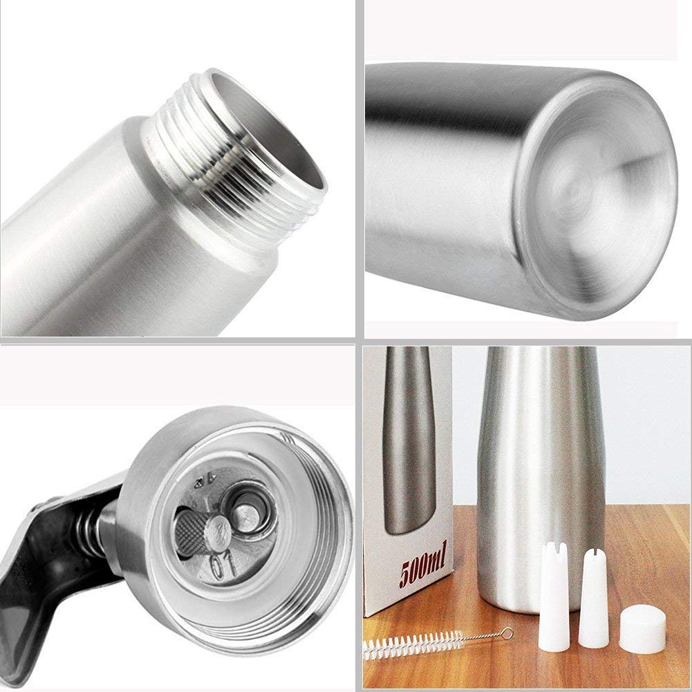 Manual Whipped Cream Dispenser Aluminum 500ML/1 Pint Cream Whipper Fancy Desserts Maker Homemade