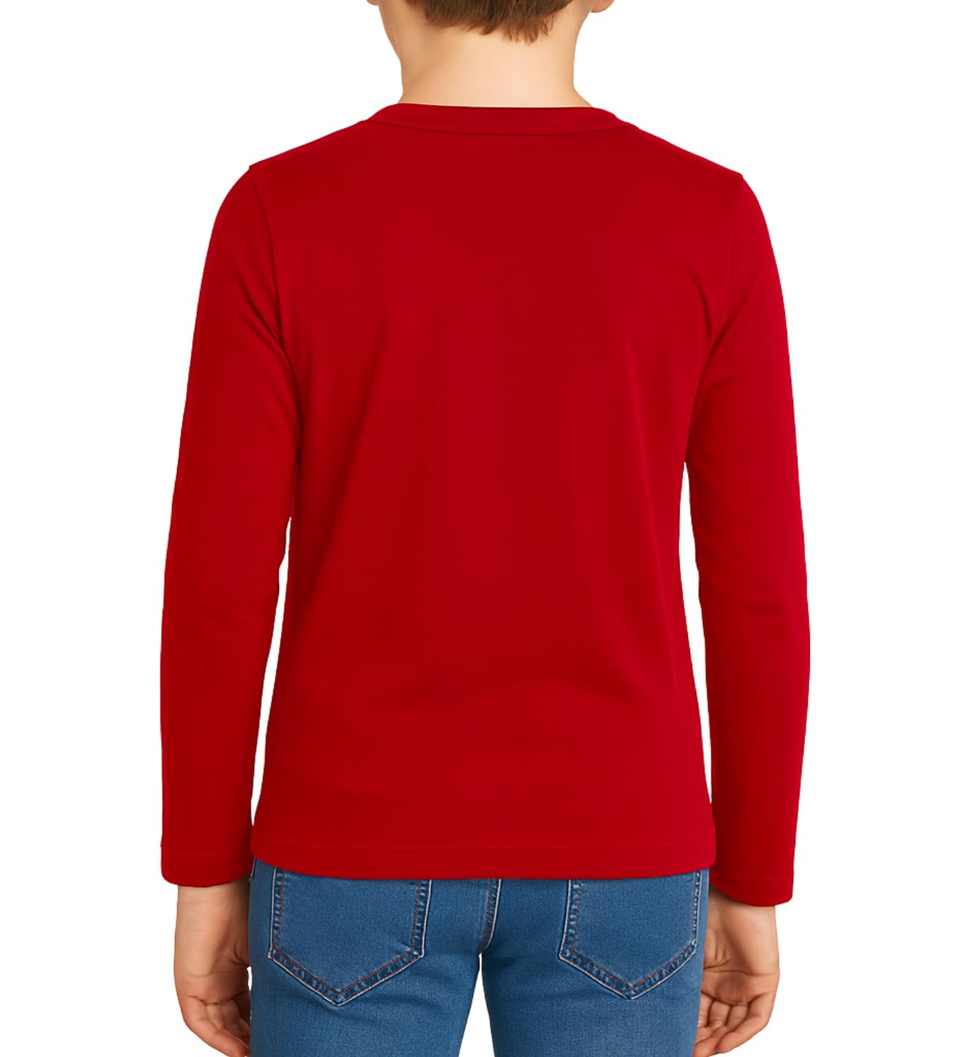 Lot de 3 t-shirts à manches longues et col rond en coton doux pour garçons et filles de 5 à 14 ans