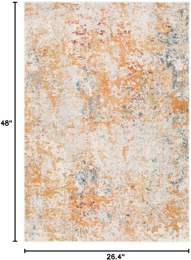SAFAVIEH Madison Collection Accent Rug - 2'2" x 4', Ivory & Orange, Modern Abstract Design, Non-Shedding & Easy Care, Ideal for High Traffic Areas in Entryway, Living Room, Bedroom (MAD453B)