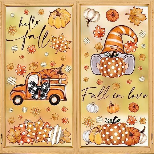 Amazon.com: JUESMOS Fall Window Clings 92PCS Autumn Fall Decor ...