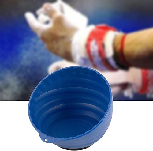 Miniatura 6 de Recipiente de tiza para gimnasio, multiposición, portátil, grande, para gimnasia, para levantamiento de peso muerto (azul)