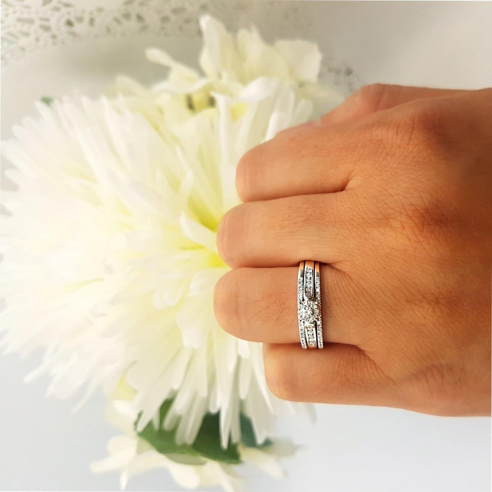 Dazzlingrock Collection 0.40 Ctw 14k Round Diamond Women Bridal Ring Engagement Set with Matching Wedding Band, Solid White Gold, Size 7 - Image 3