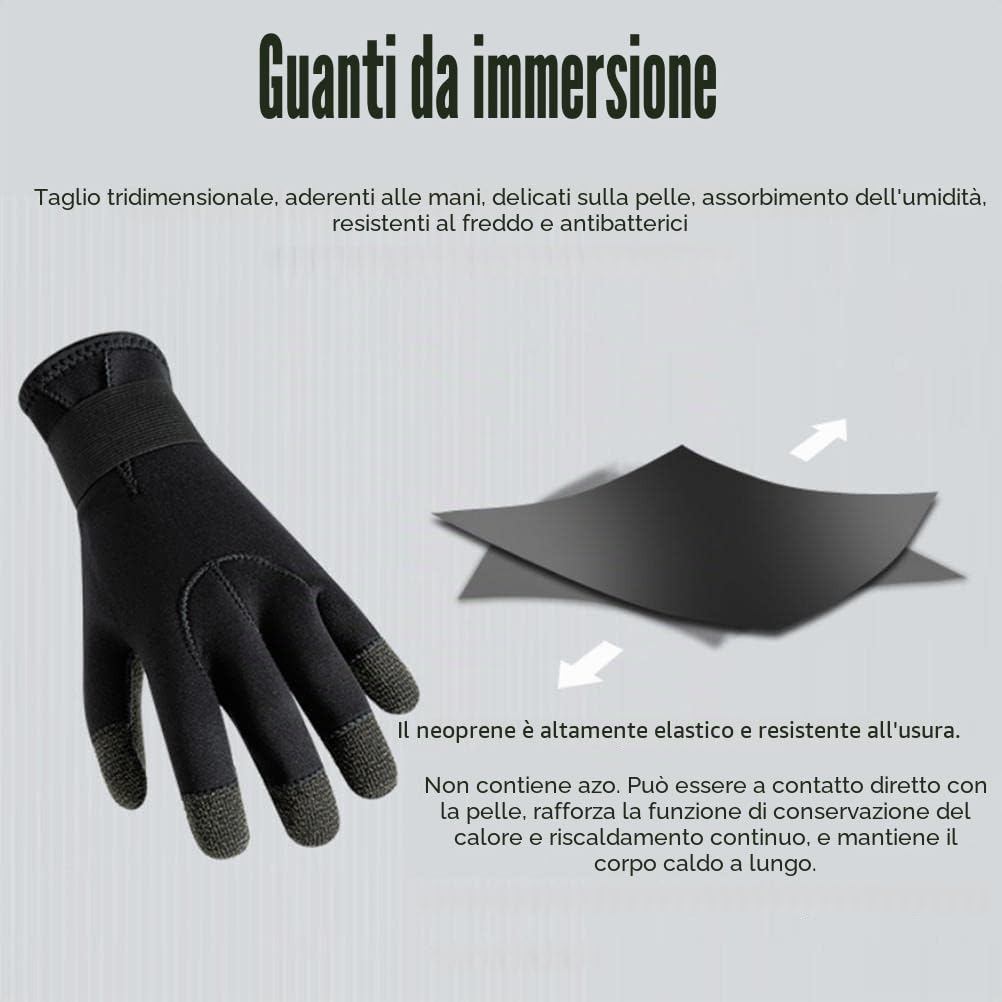 KKPLZZ Guanti da Sub in Fibra Organica, Termici Antiscivolo per Snorkeling, Immersioni Subacquee, Surf, Kayak, Rafting