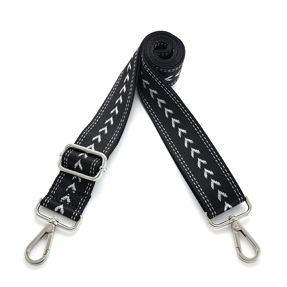 Kolti Purse Strap Replacement Crossbody Handbag Stripe Wide Adjustable, Nickel Buckle-28, 1.5 inch width