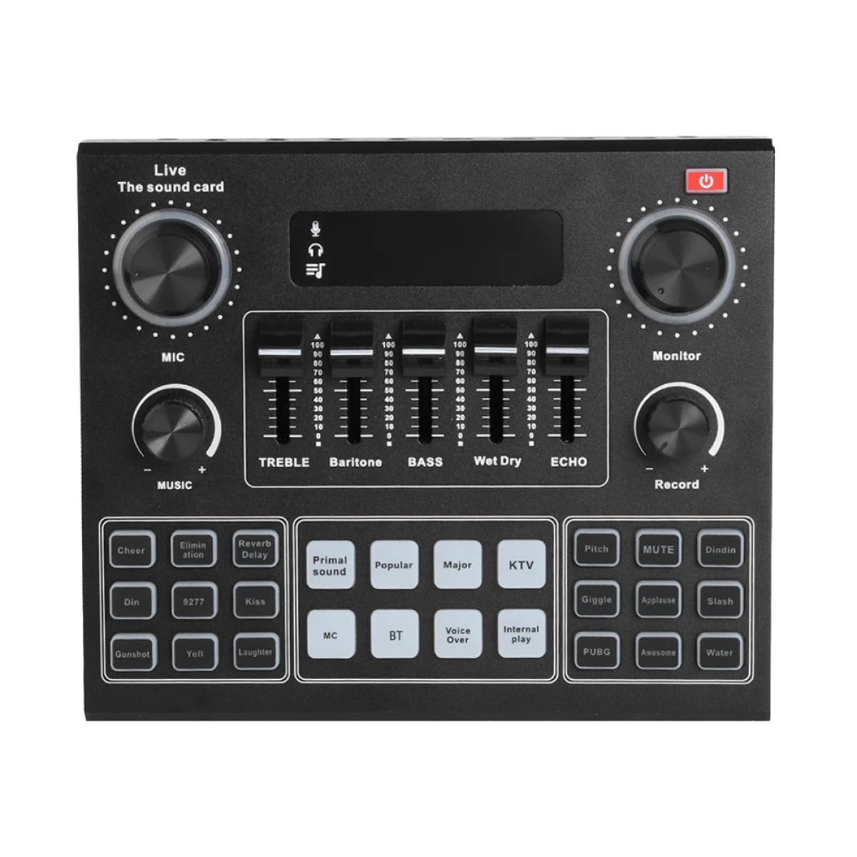 POPETPOP Tragbare Live Soundkarte mit Stimmverzerrer und Dual Handy Unterstützung Abs Material Großer Akku für Mobiles Streaming und Gaming Am Computer
