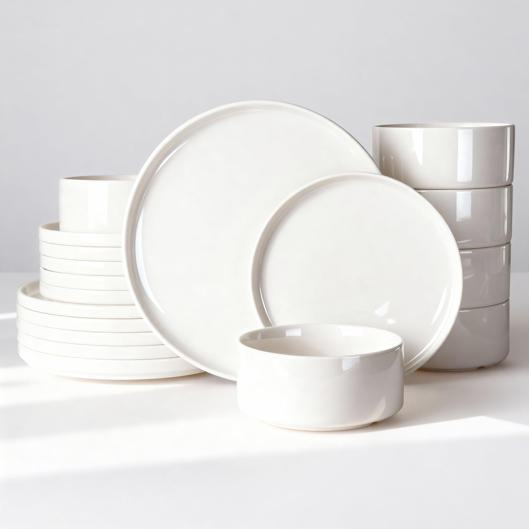 Famiware Porcelain 18-Piece Dinnerware Set, White