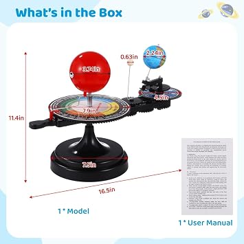 Solar System Science Model, Sun-Earth-Moon Orrery, Educational Kit with Light, Planetarium for Kids & Teens