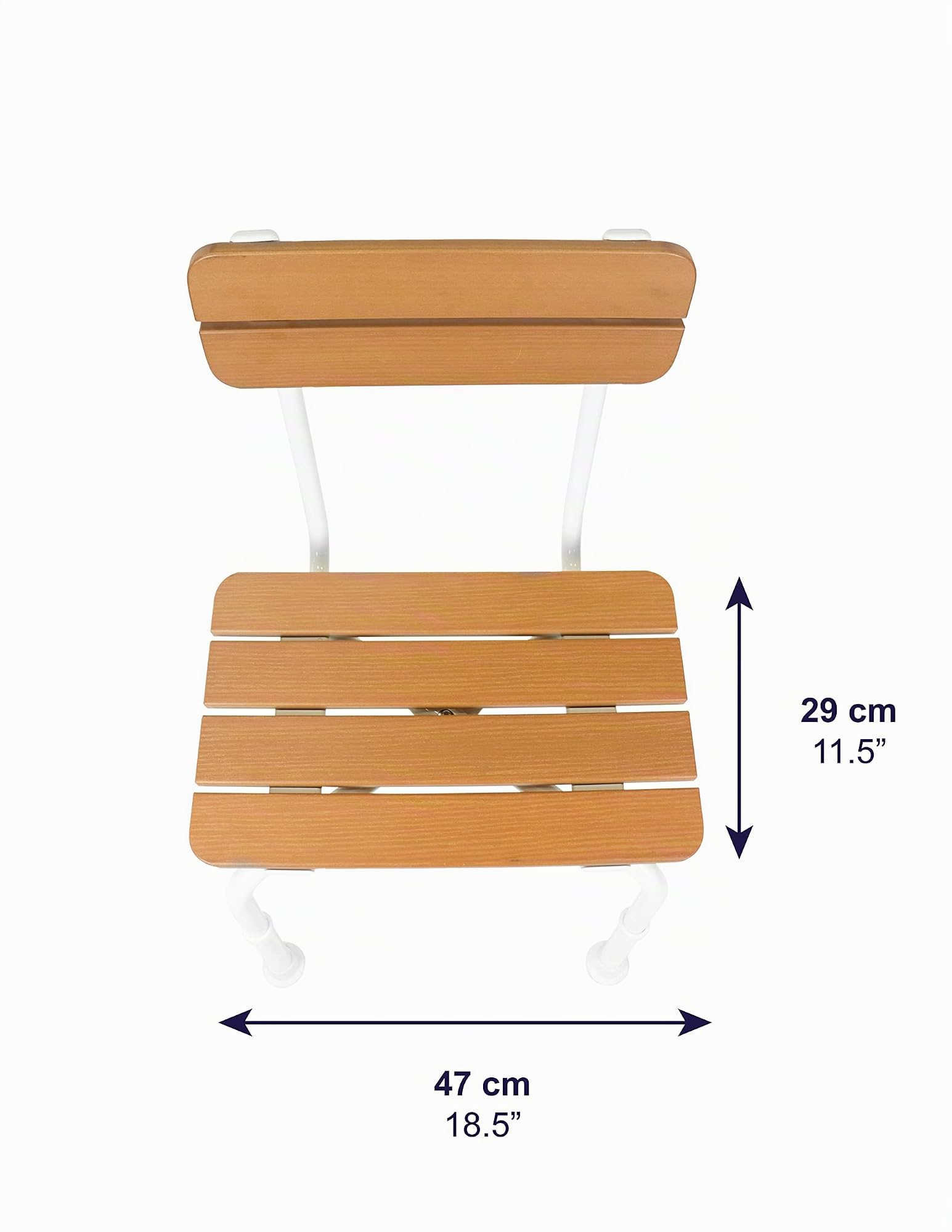 KMINA Silla Ducha Mayores con Respaldo, Efecto Madera, Altura Regulable | Taburete Baño Antideslizante, Banqueta, Aluminio, hasta 136 kg, 5 Posiciones 40-50 cm, Embarazadas, Movilidad Reducida